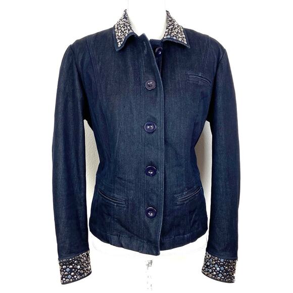 Christine Alexander Studded Jean Jacket Dressy Tailored Fit Western Boho Small - Picture 2 of 9